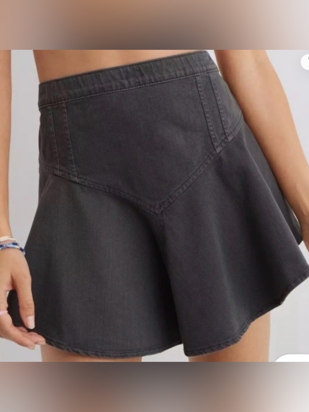 Aerie Black Washed Denim Circle Mini Skirt Size Large